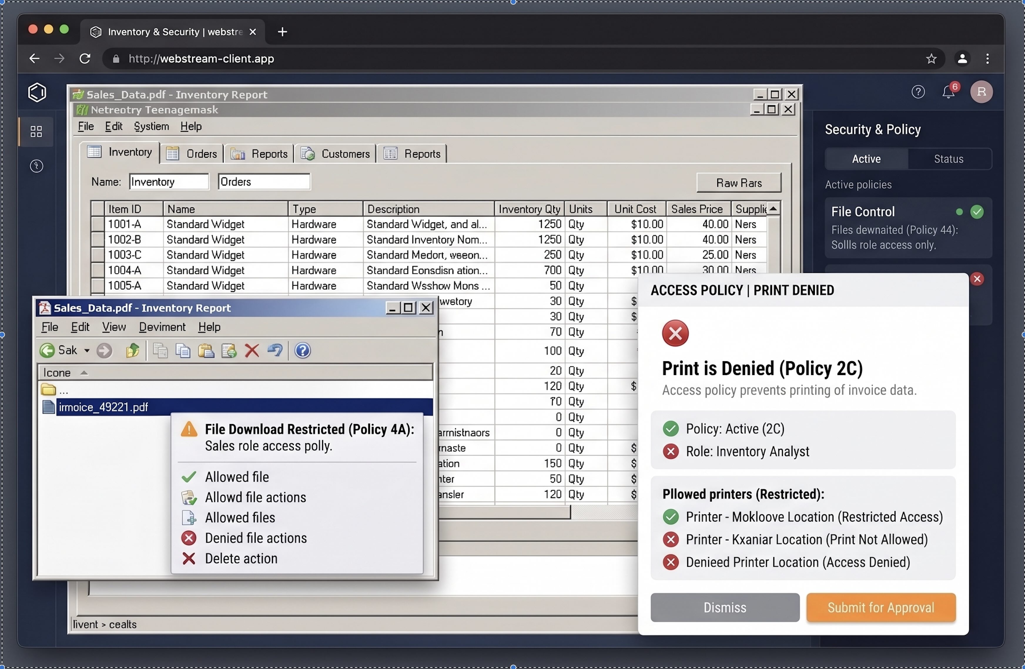 Legacy inventory application in the browser with WebStream file download, print, and clipboard policy enforcement